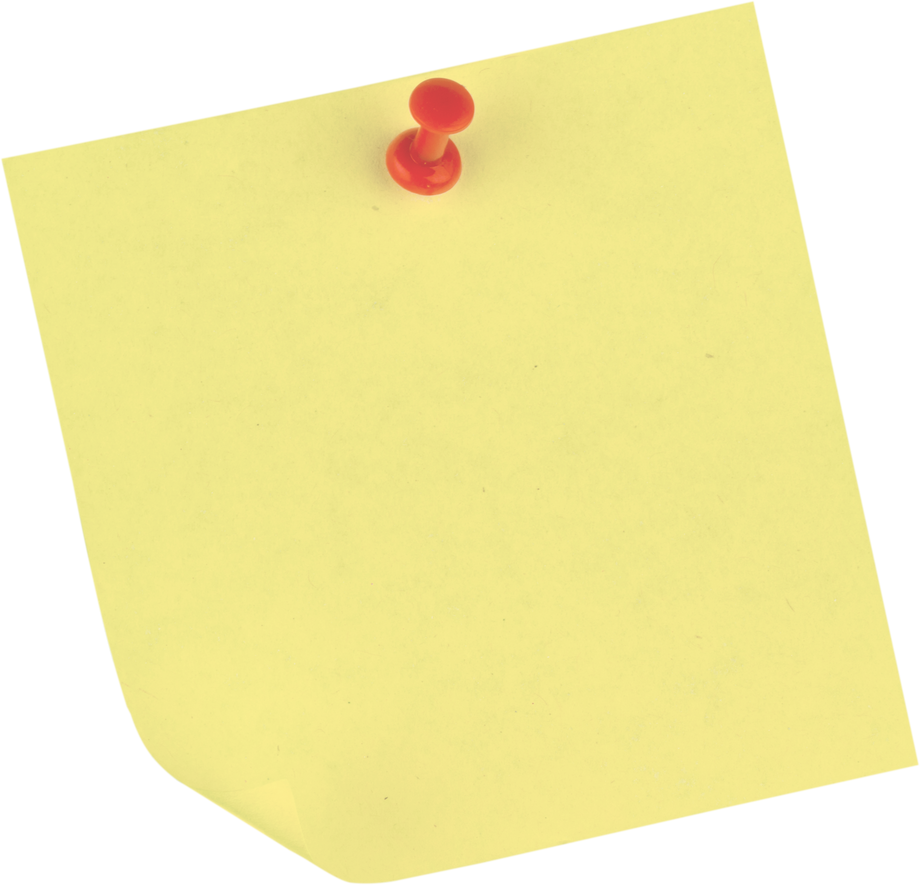 Yellow Sticky Note with Pin - Isolated